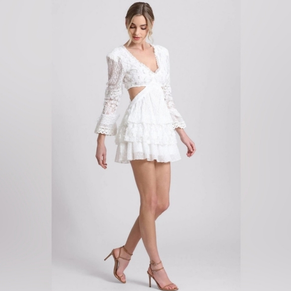 Avec Les Filles Women's Tiered Cutout Lace Minidress - Picture 2 of 8